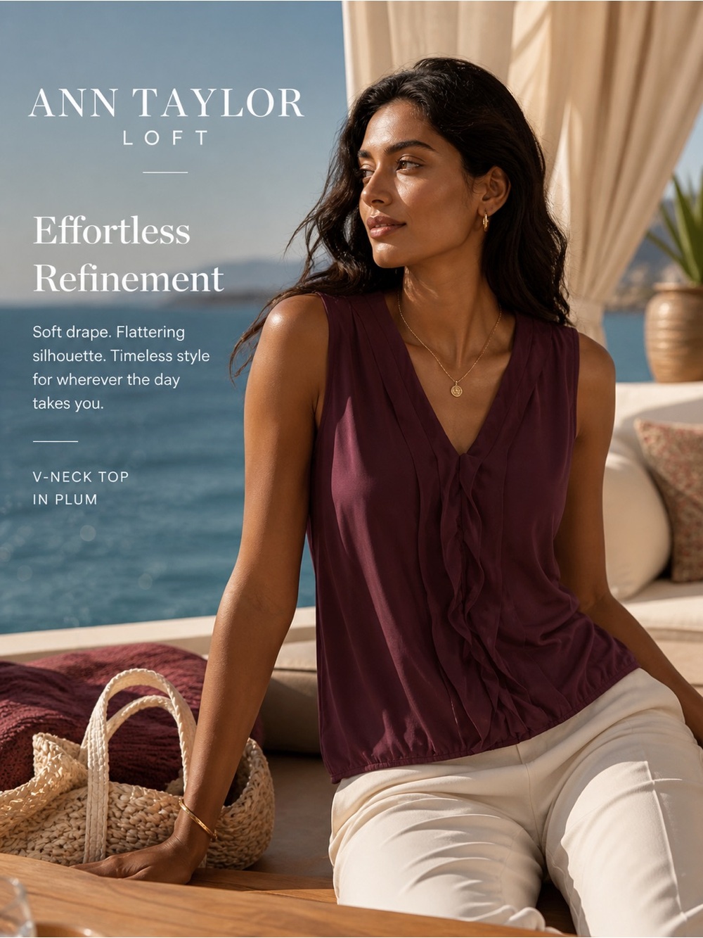 Ann Taylor Loft size XL V-Neck Top - Plum